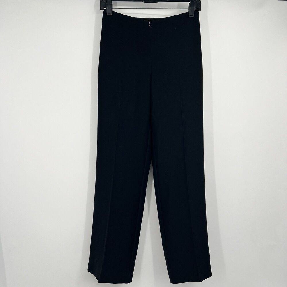 Womens Joseph Ribkoff Black Pants 2 Wide Leg Career Classic Minimalist Zip Front